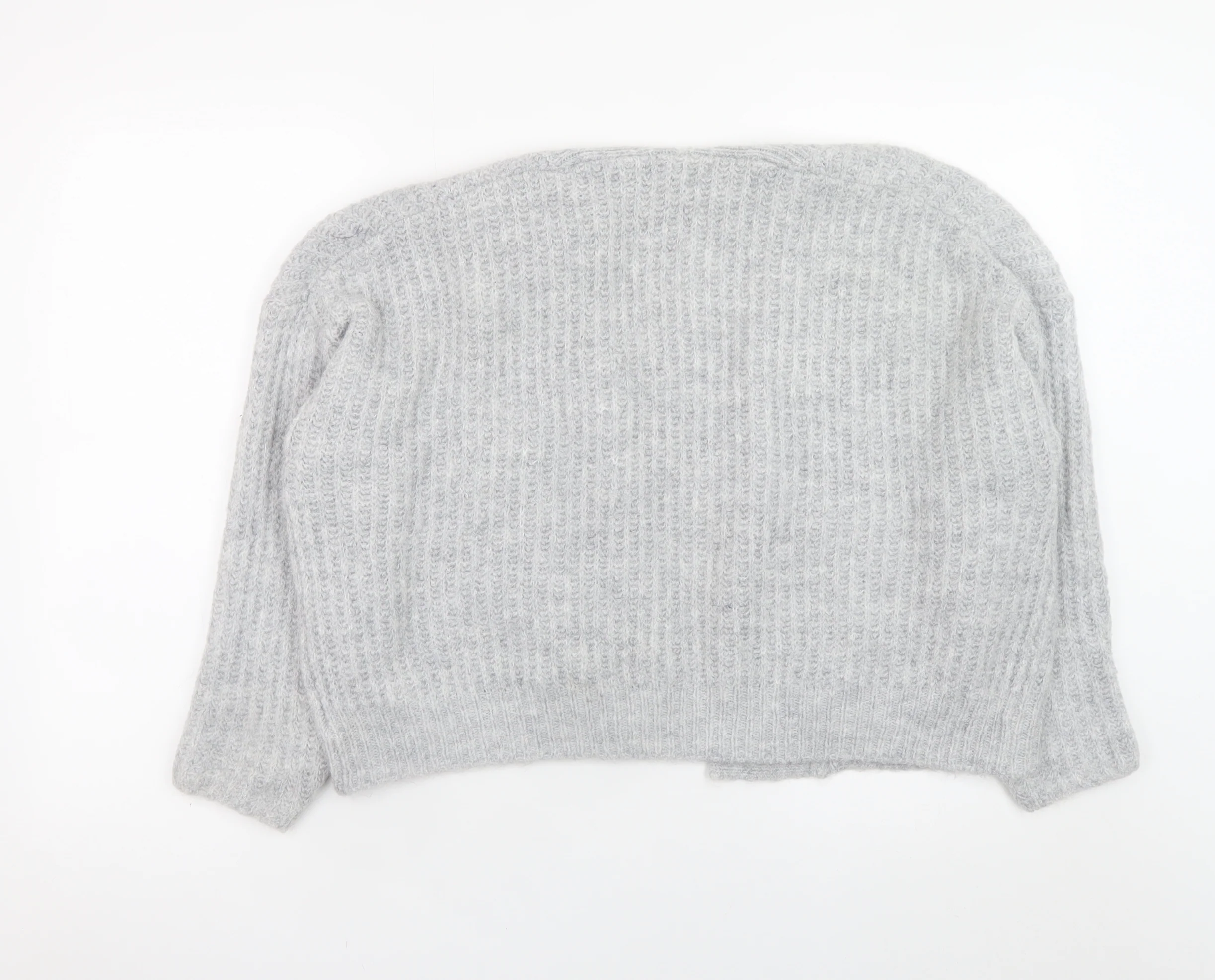 Next Women Grey Chunky Knit Cardigan M Relaxed Fit Long Sleeve - Image 3