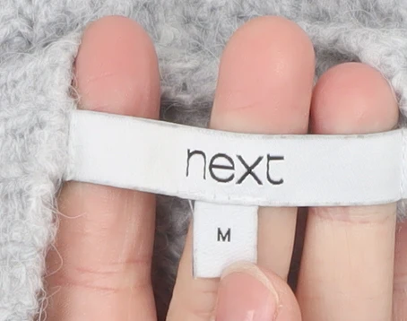 Next Women Grey Chunky Knit Cardigan M Relaxed Fit Long Sleeve - Image 5