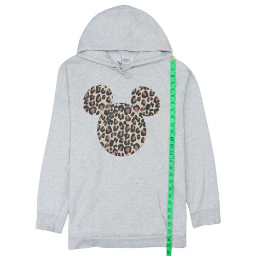 Next Women Grey Hooded Pullover Hoodie XL Leopard Mickey Print - Image 3