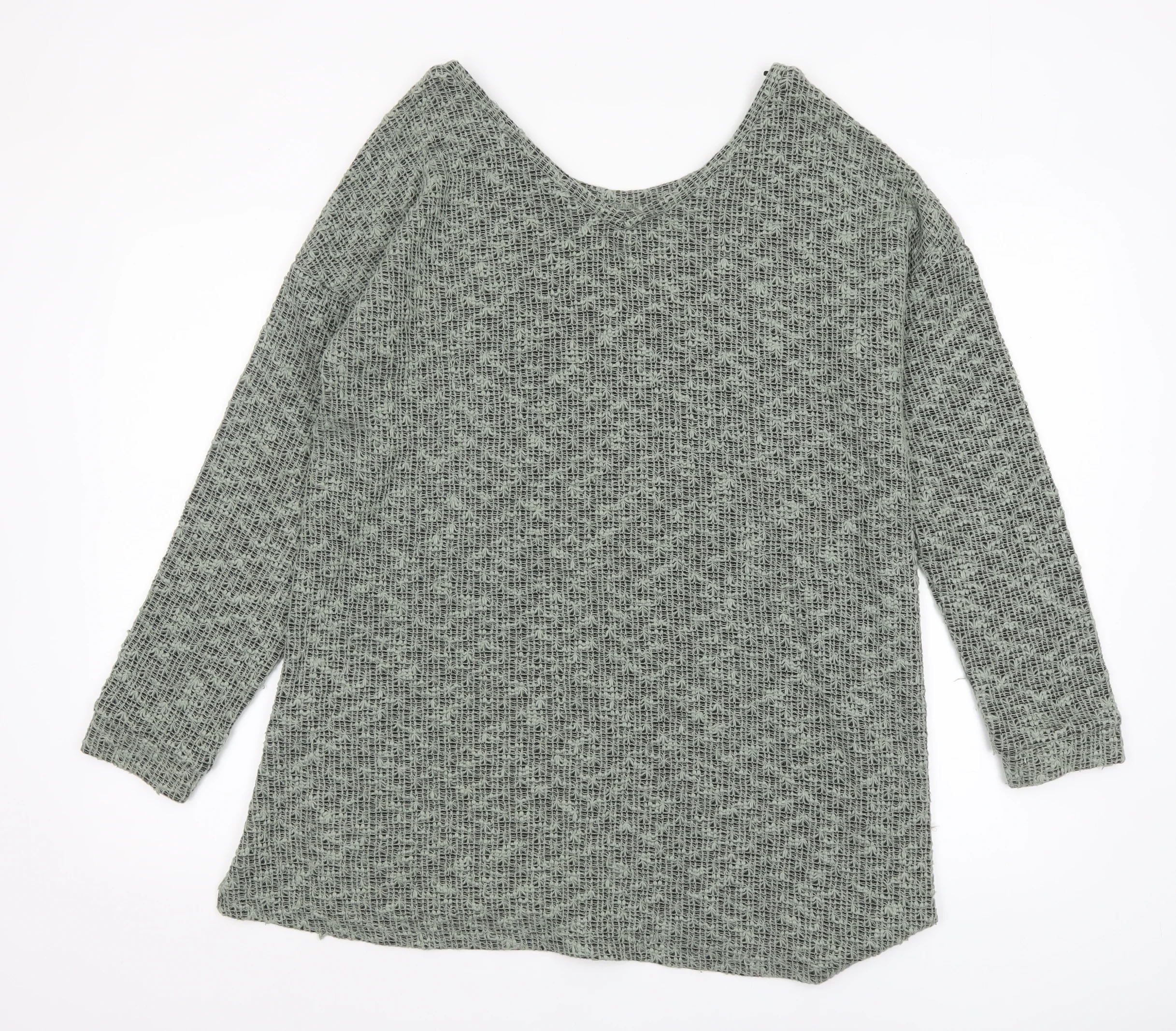 Next Women Grey Knit Long Sleeve Relaxed Fit T-Shirt Size 14 - Image 3