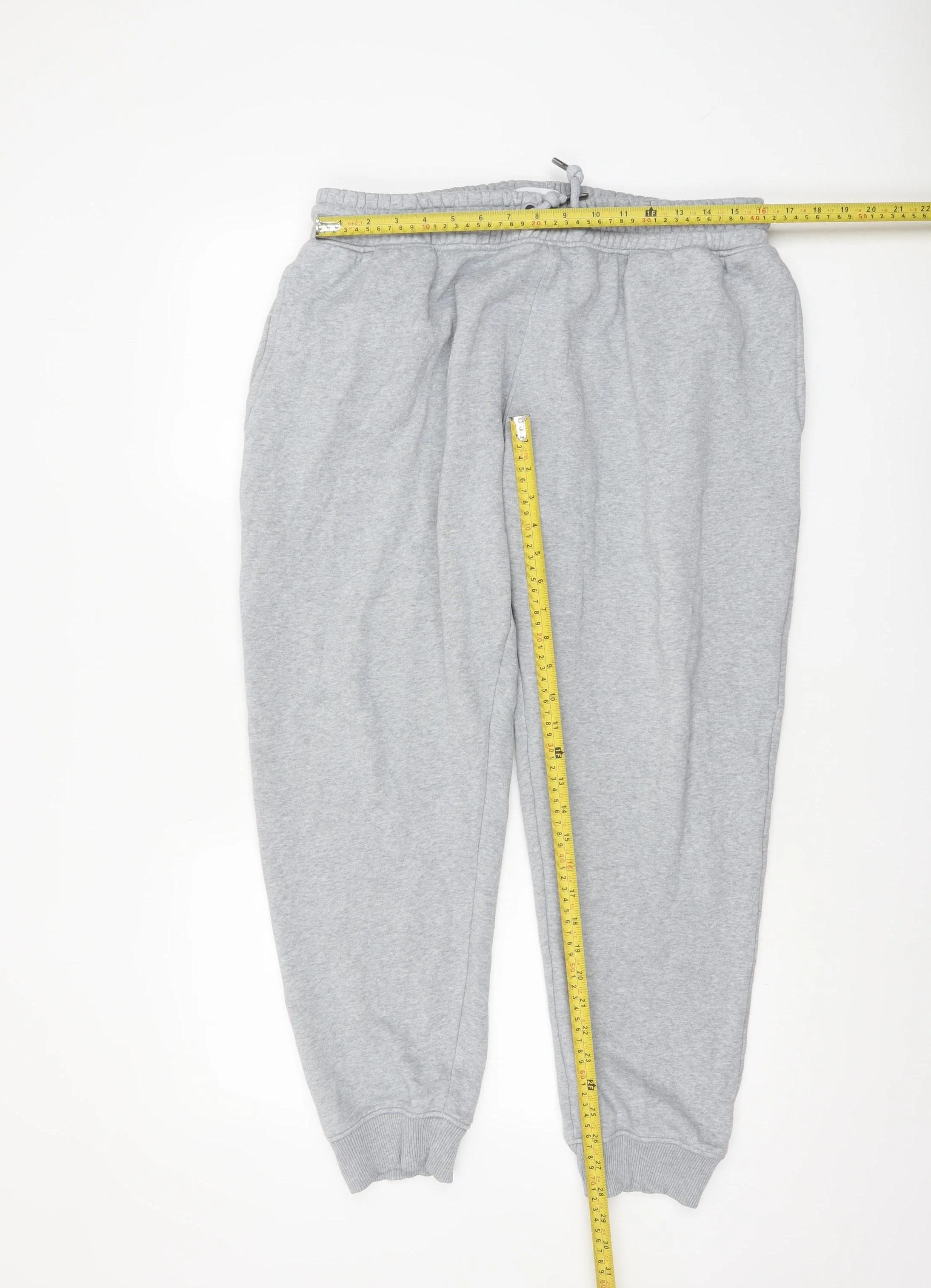 Next Women Grey L Sweatpants Fleece Cotton Blend Joggers - Image 2