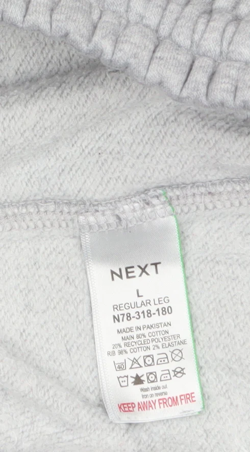 Next Women Grey L Sweatpants Fleece Cotton Blend Joggers - Image 4