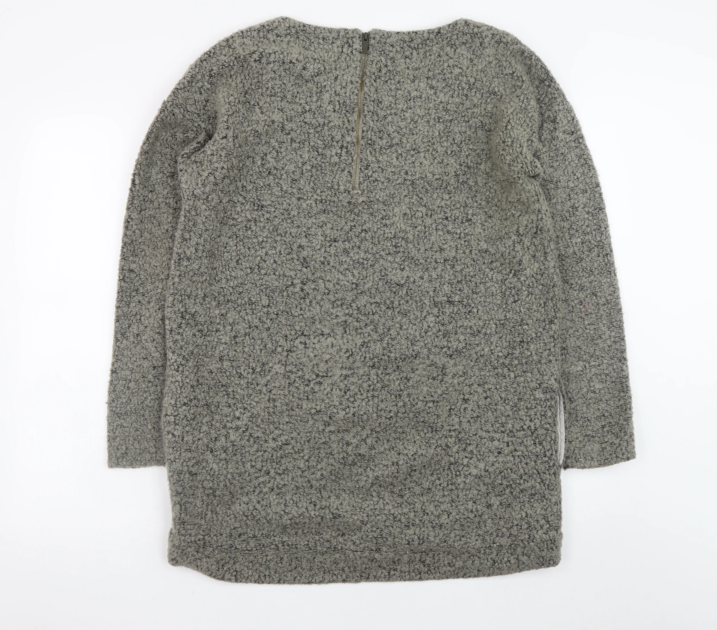 Next Women Grey Long Sleeve Textured Jumper UK 16 Wool Blend - Image 3