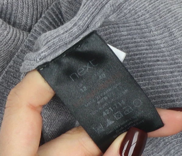 Next Women Grey Merino Wool Roll Neck Jumper Size 12 - Image 4