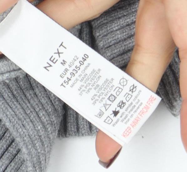 NEXT Women Grey Mock Neck Knit Jumper M Relaxed Fit Pullover - Image 4