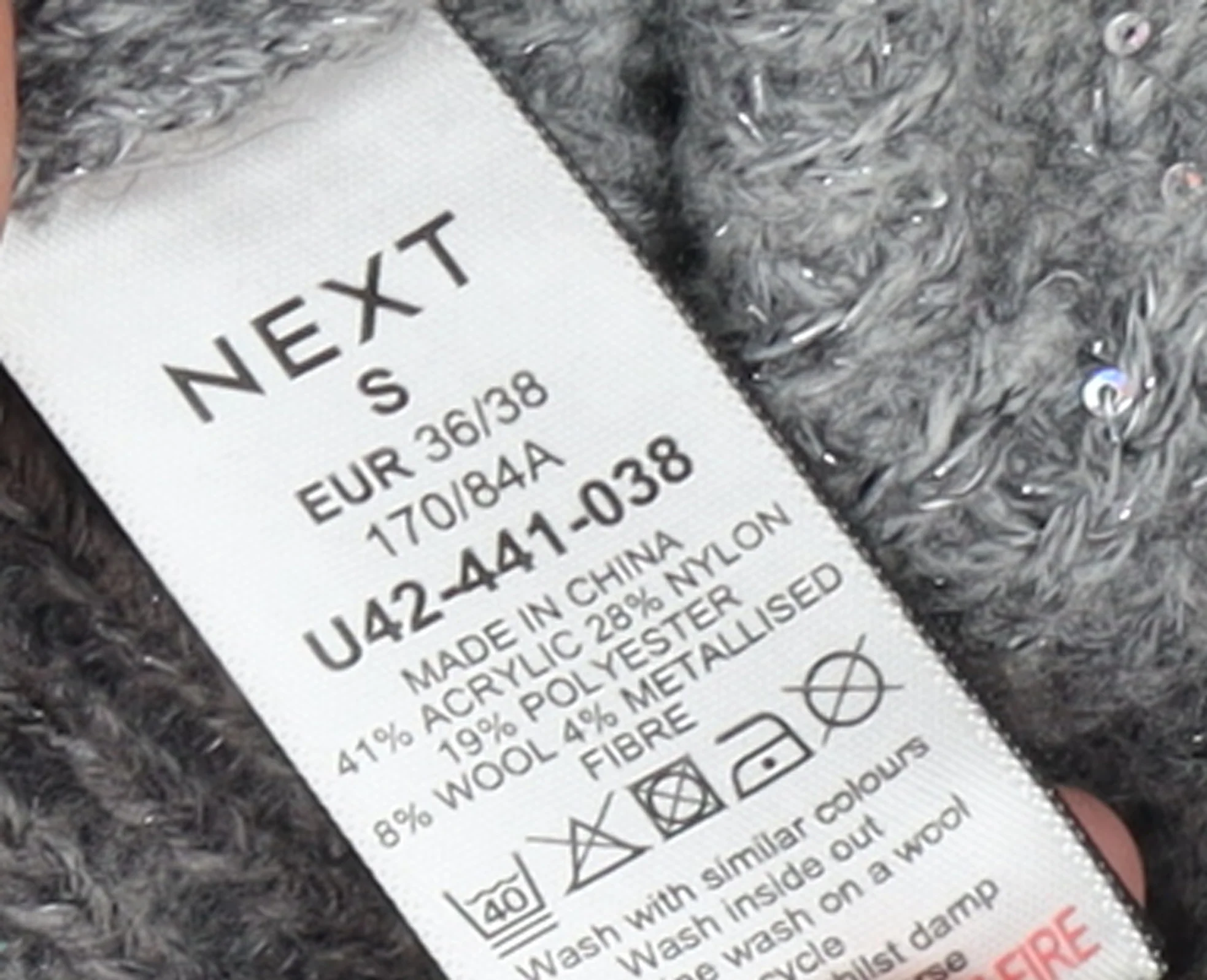 Next Women Grey Sequin Knit Longline Cardigan Size S - Image 4