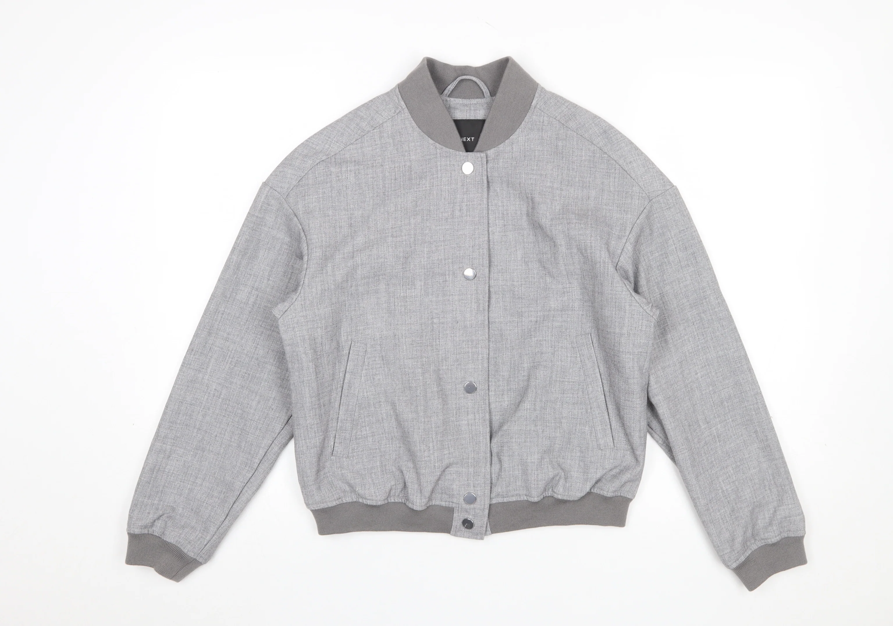 Next Women Grey Size 6 Bomber Jacket Polyester Blend Lined
