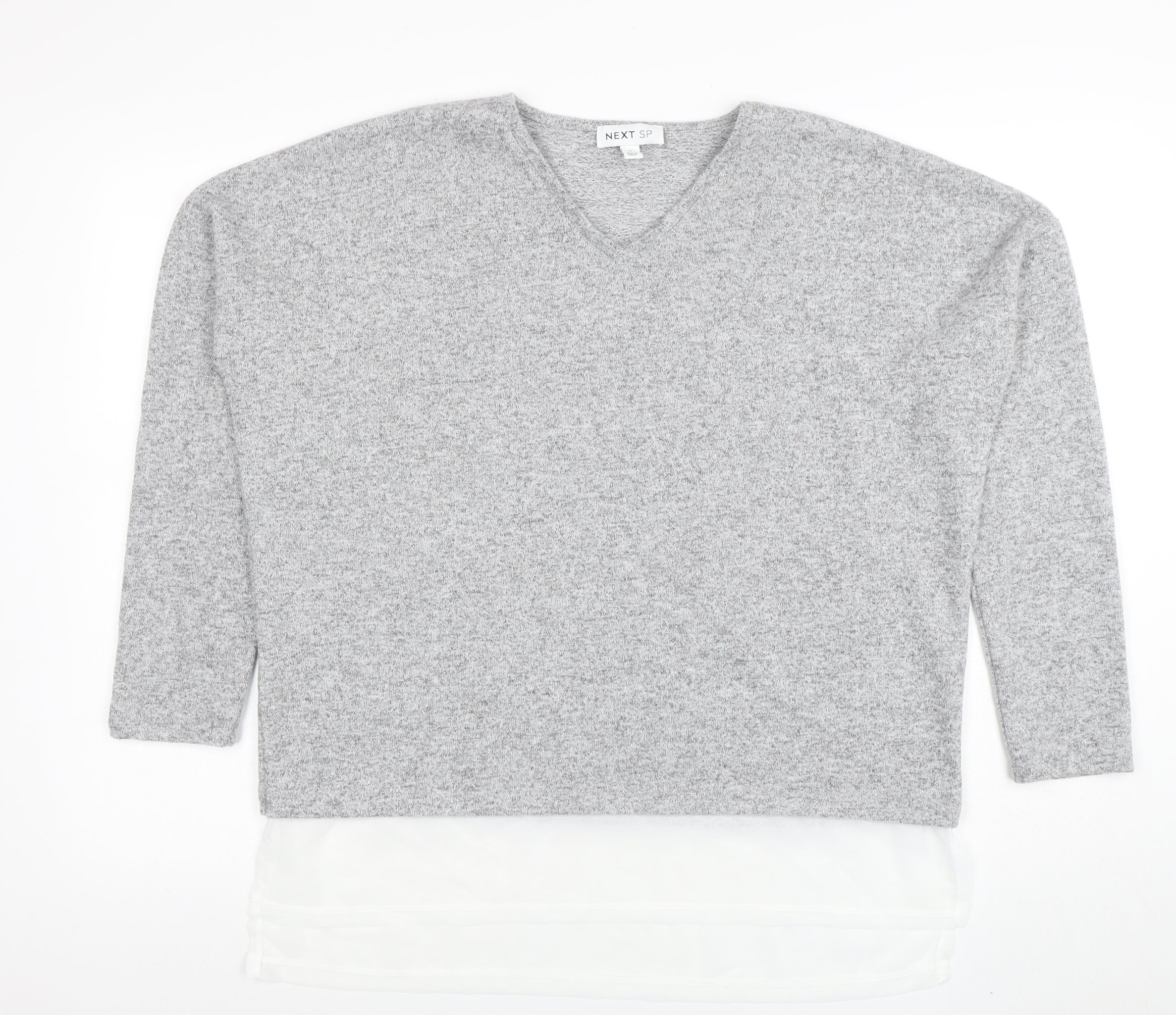 Next Women Grey V-Neck Knit Jumper Medium Regular Fit