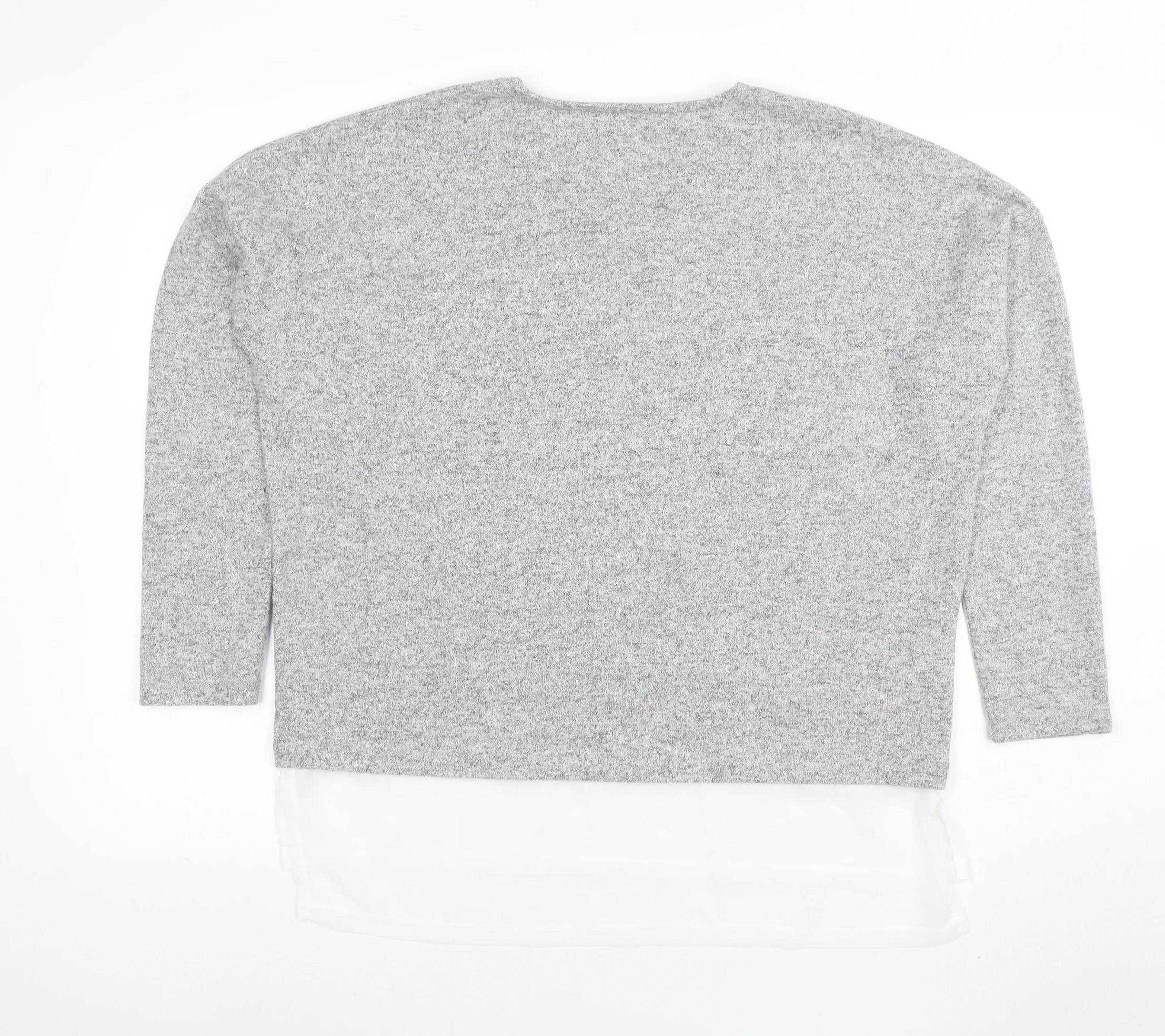Next Women Grey V-Neck Knit Jumper Medium Regular Fit - Image 3