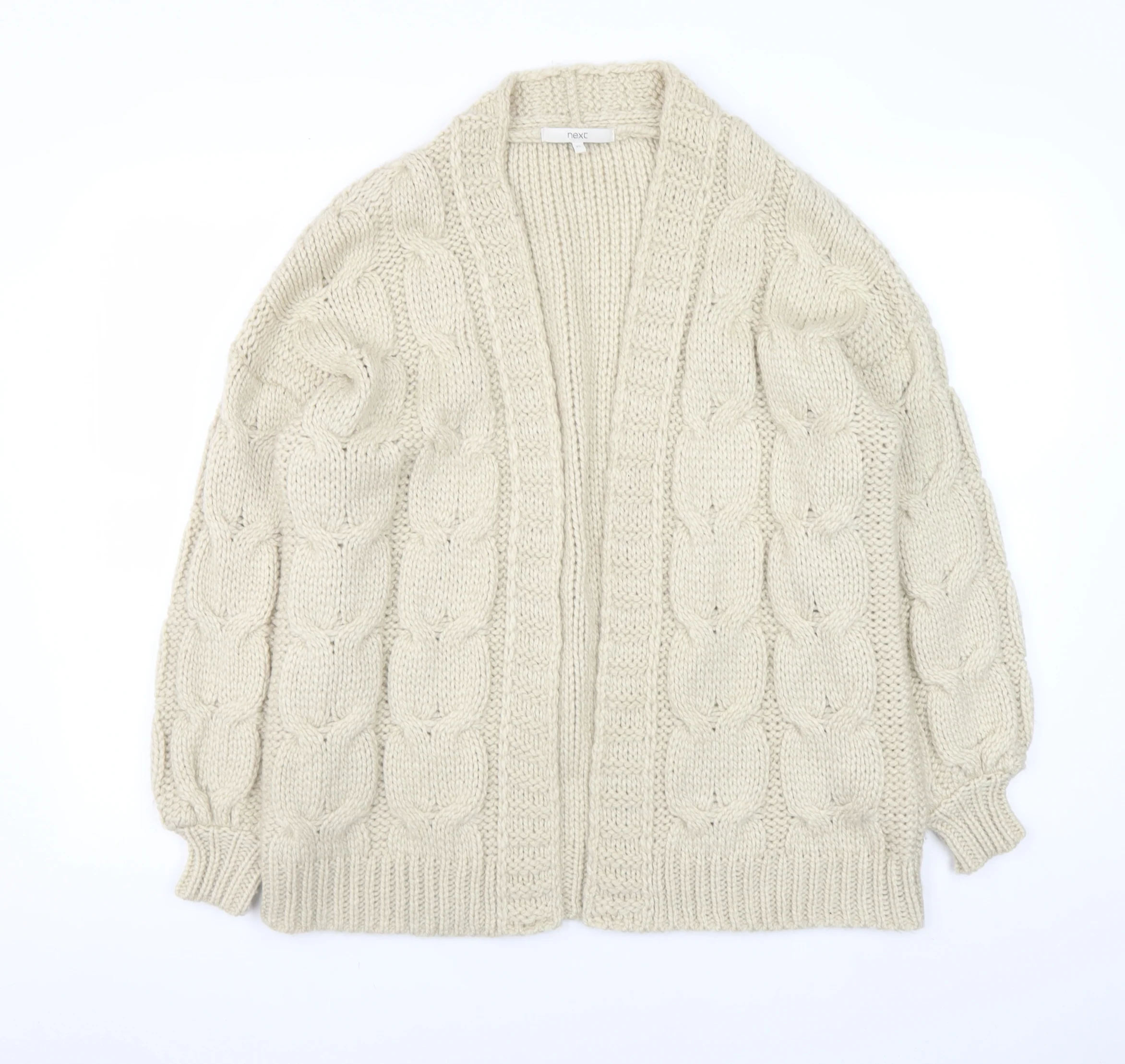 Next Women Ivory Cable-Knit Open Cardigan XS Acrylic Winter Jumper