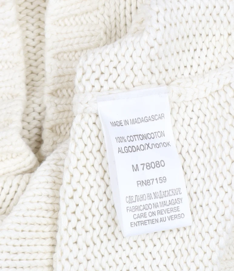 Next Women Ivory Collared Chunky Knit Cotton Pullover Jumper Size S - Image 5