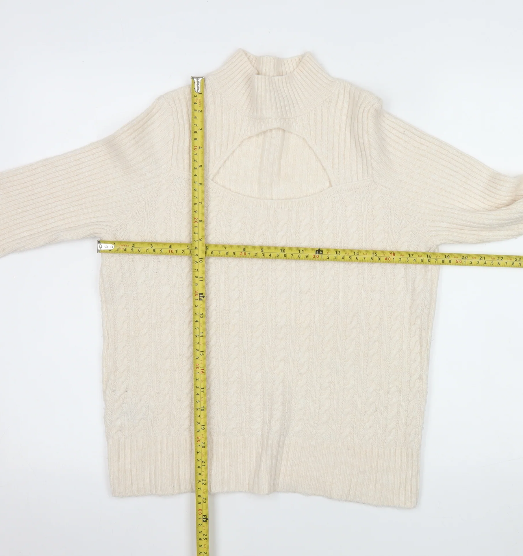 Next Women Ivory Mock Neck Cable Knit Pullover Jumper Size S - Image 2