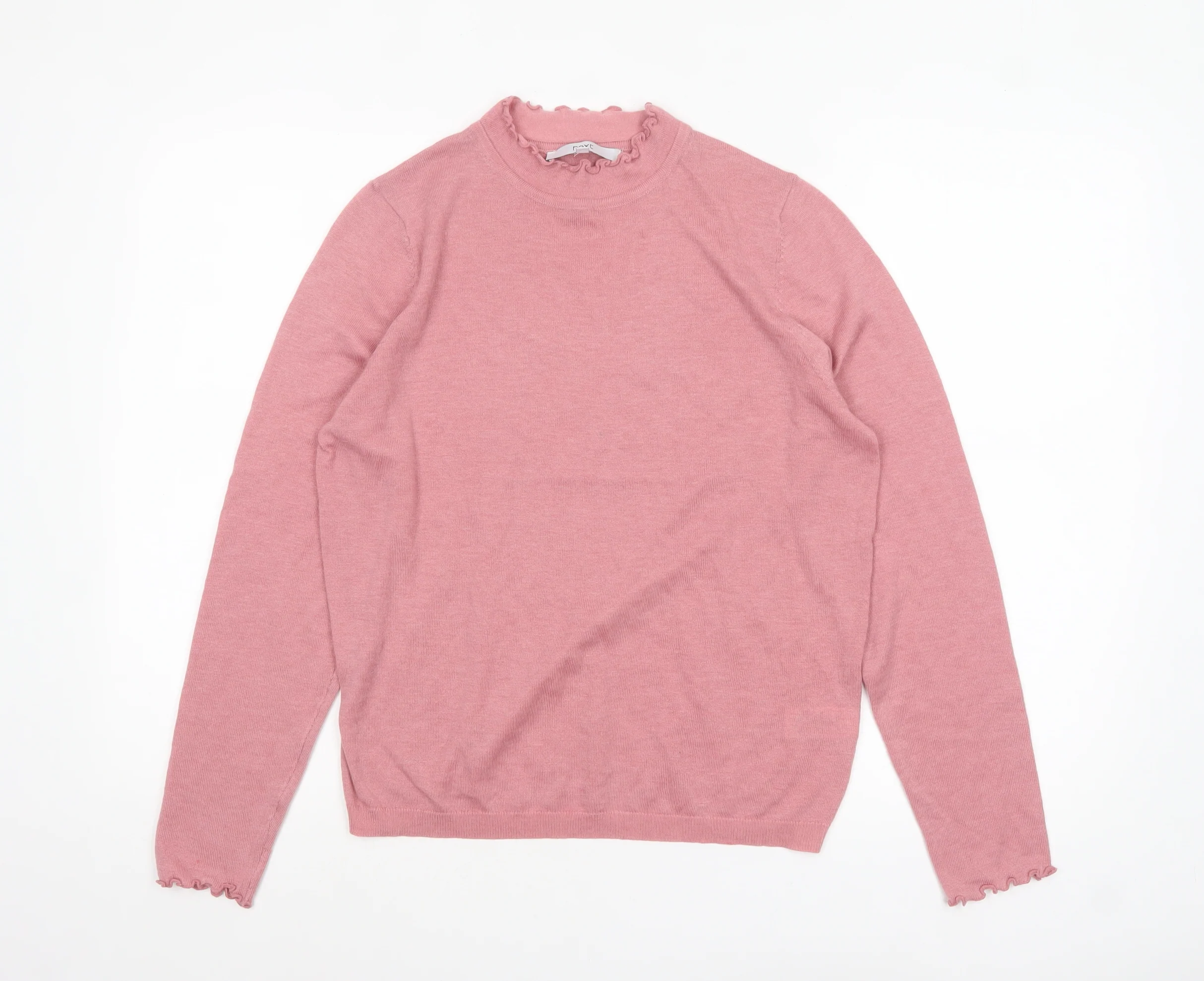 Next Women Pink High Neck Long Sleeve Knit Jumper Size 14