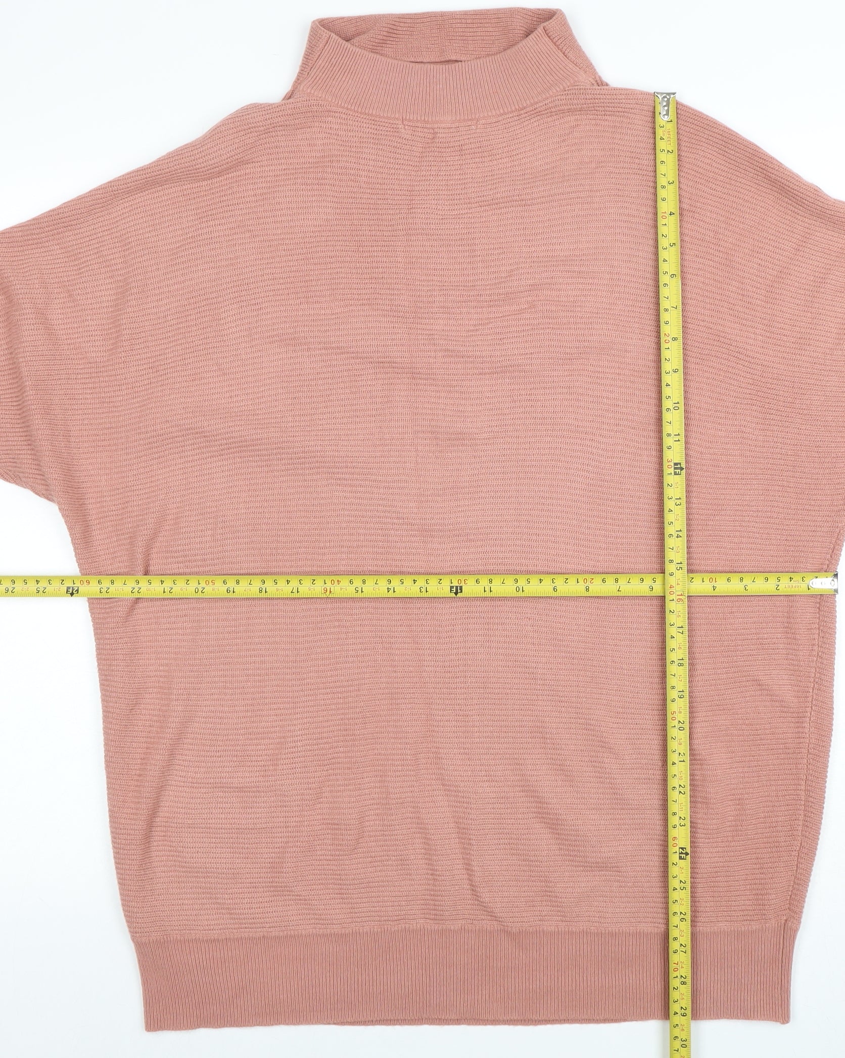 Next Women Pink Roll Neck Relaxed Knit Jumper L - Image 2