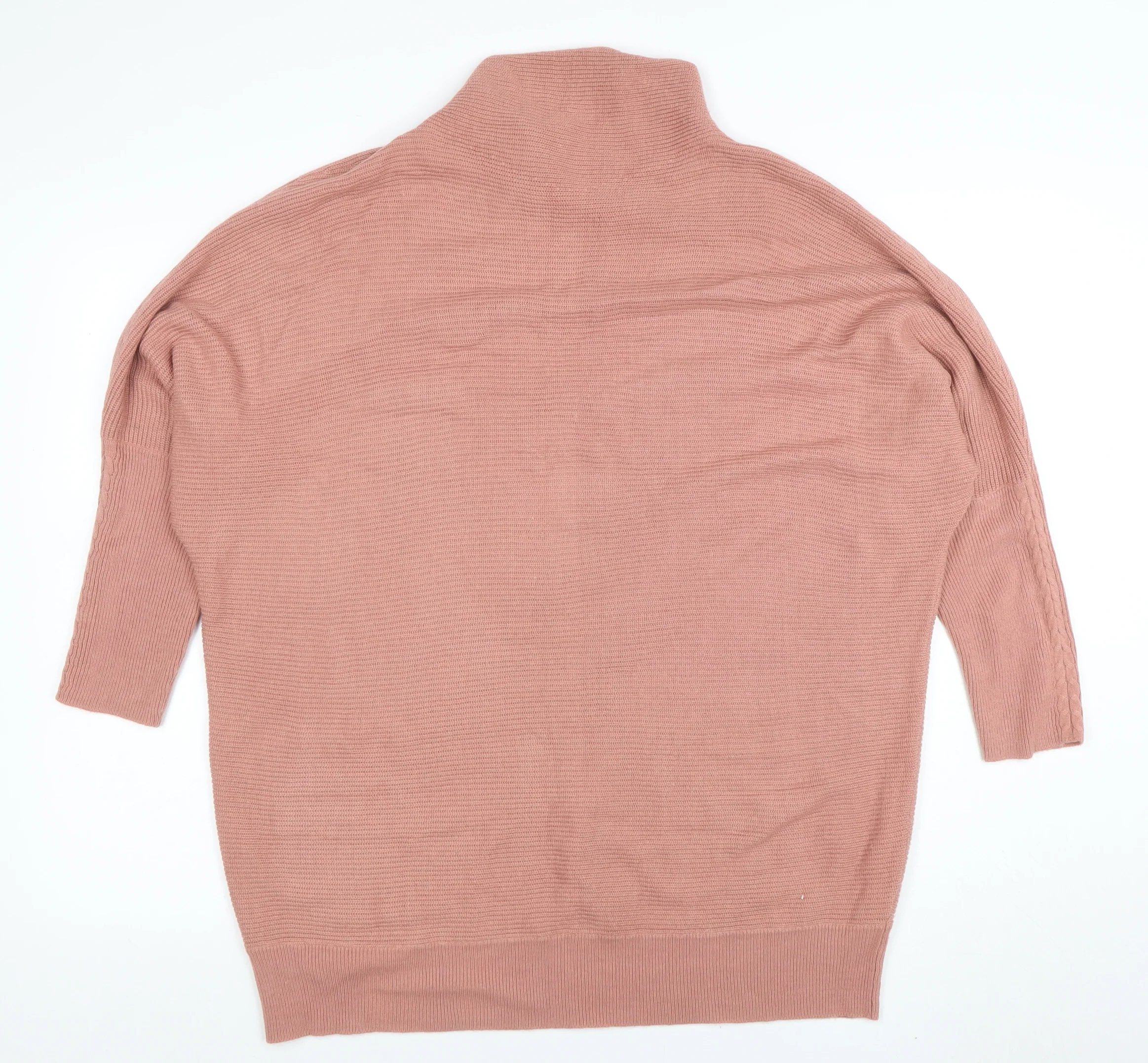 Next Women Pink Roll Neck Relaxed Knit Jumper L - Image 3