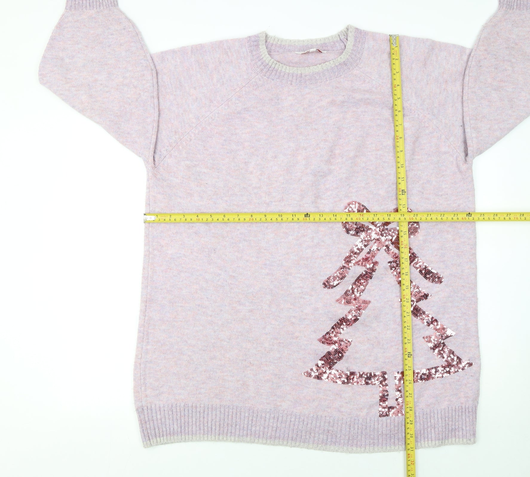 Next Women Pink Sequin Christmas Tree XL Pullover Jumper - Image 2