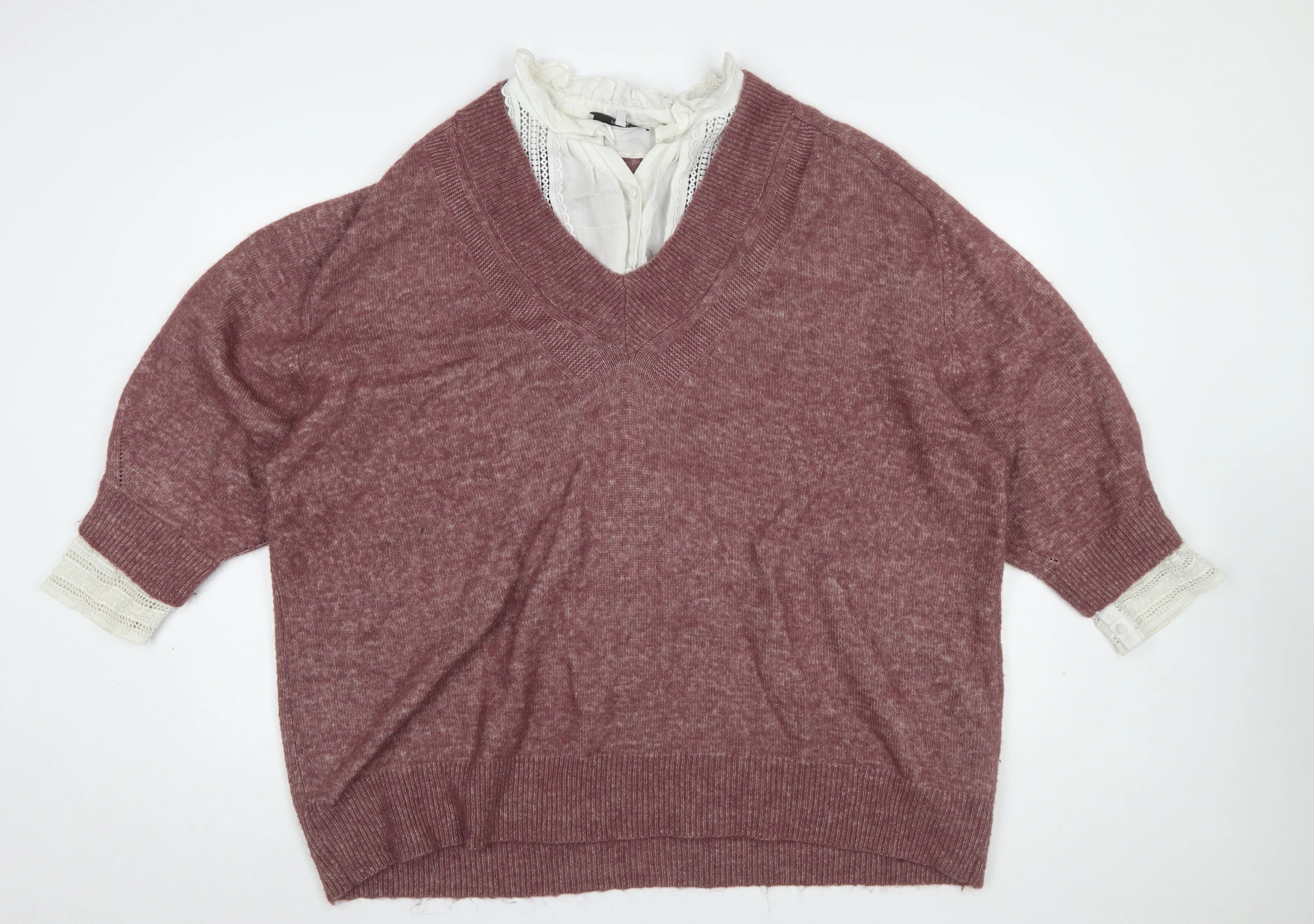 Next Women Purple V-Neck 2XL Relaxed Pullover Jumper