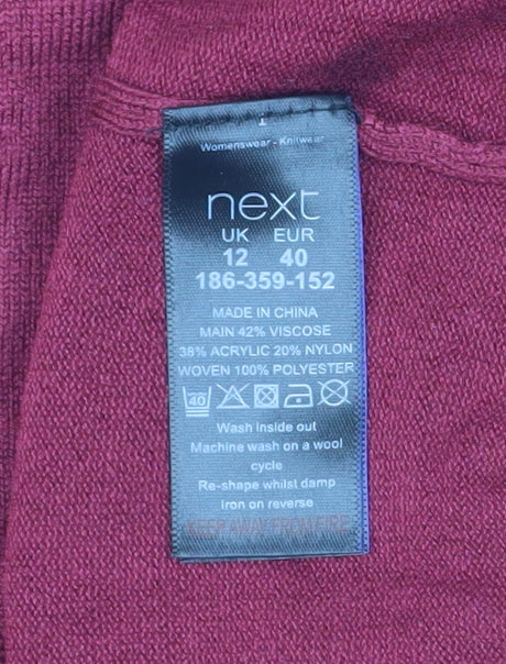 Next Women Red Floral Sheer Sleeve Crew Neck Pullover Jumper Size 12 - Image 4