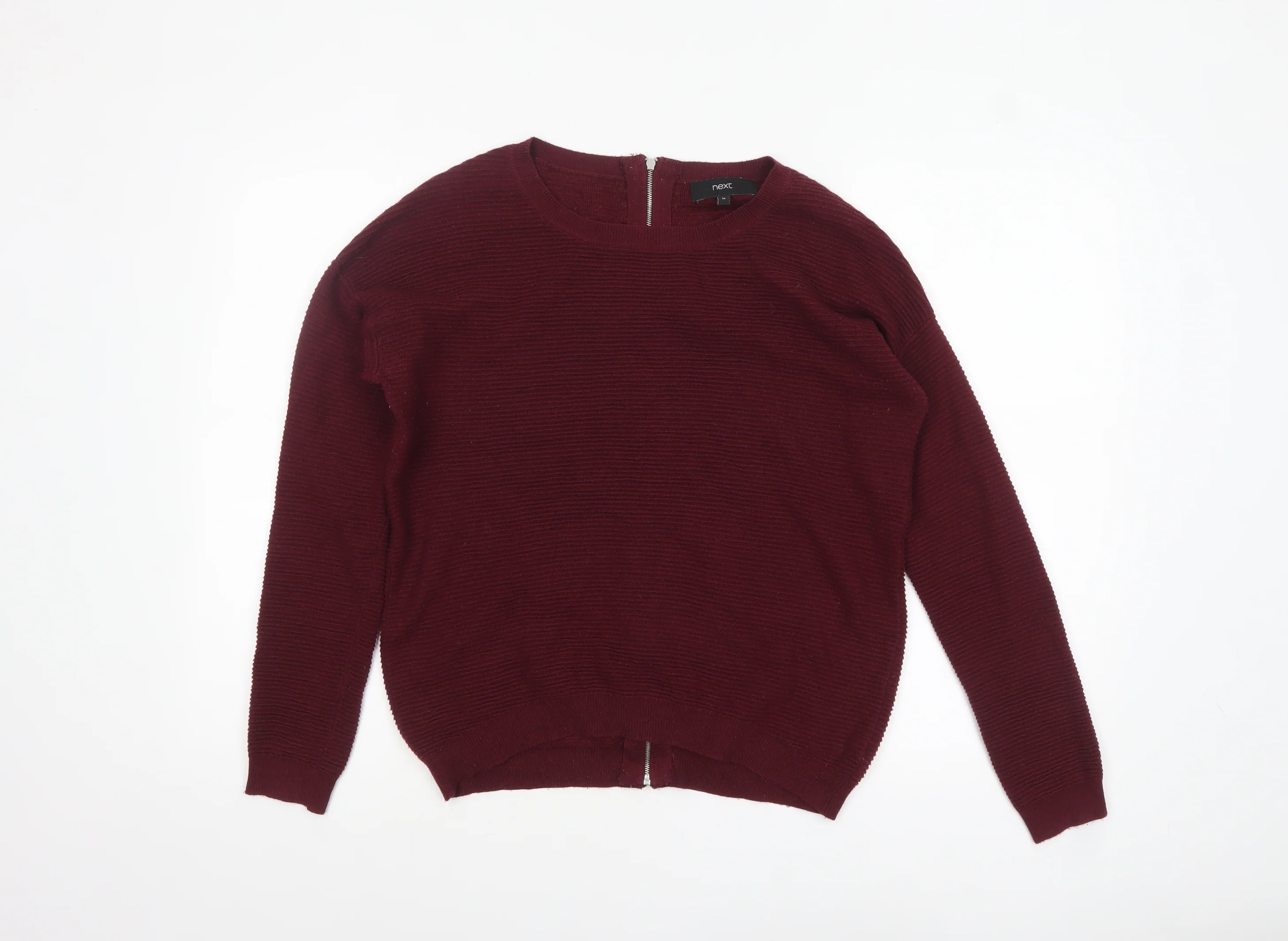 Next Women Red Jewel Zip Back Knit Jumper Size 10