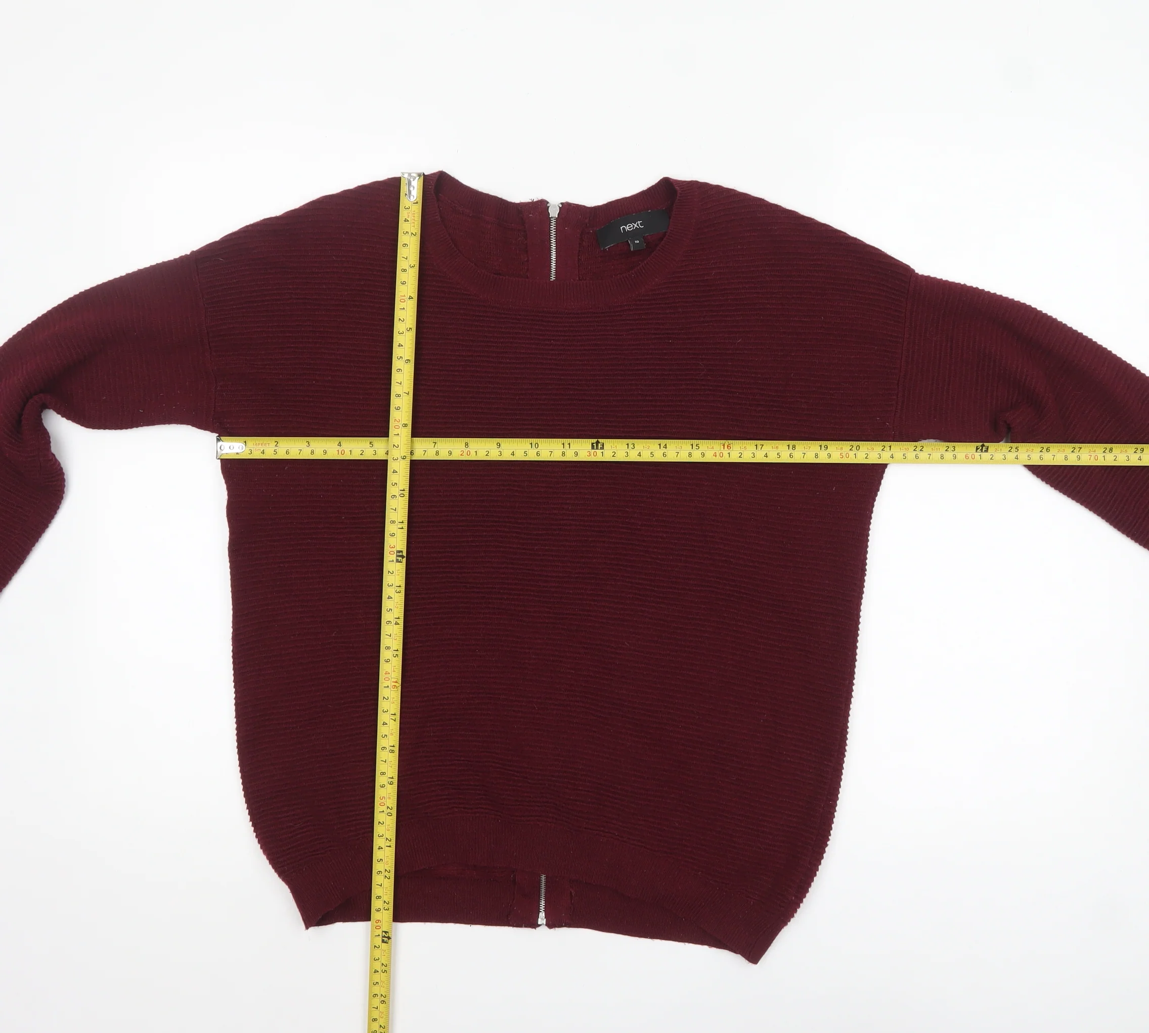 Next Women Red Jewel Zip Back Knit Jumper Size 10 - Image 2