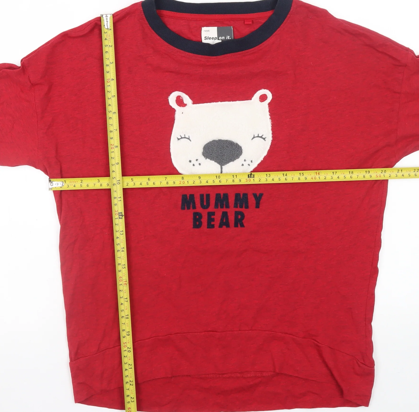 Next Women Red Long Sleeve Mummy Bear Pyjama Top Size 8 - Image 2