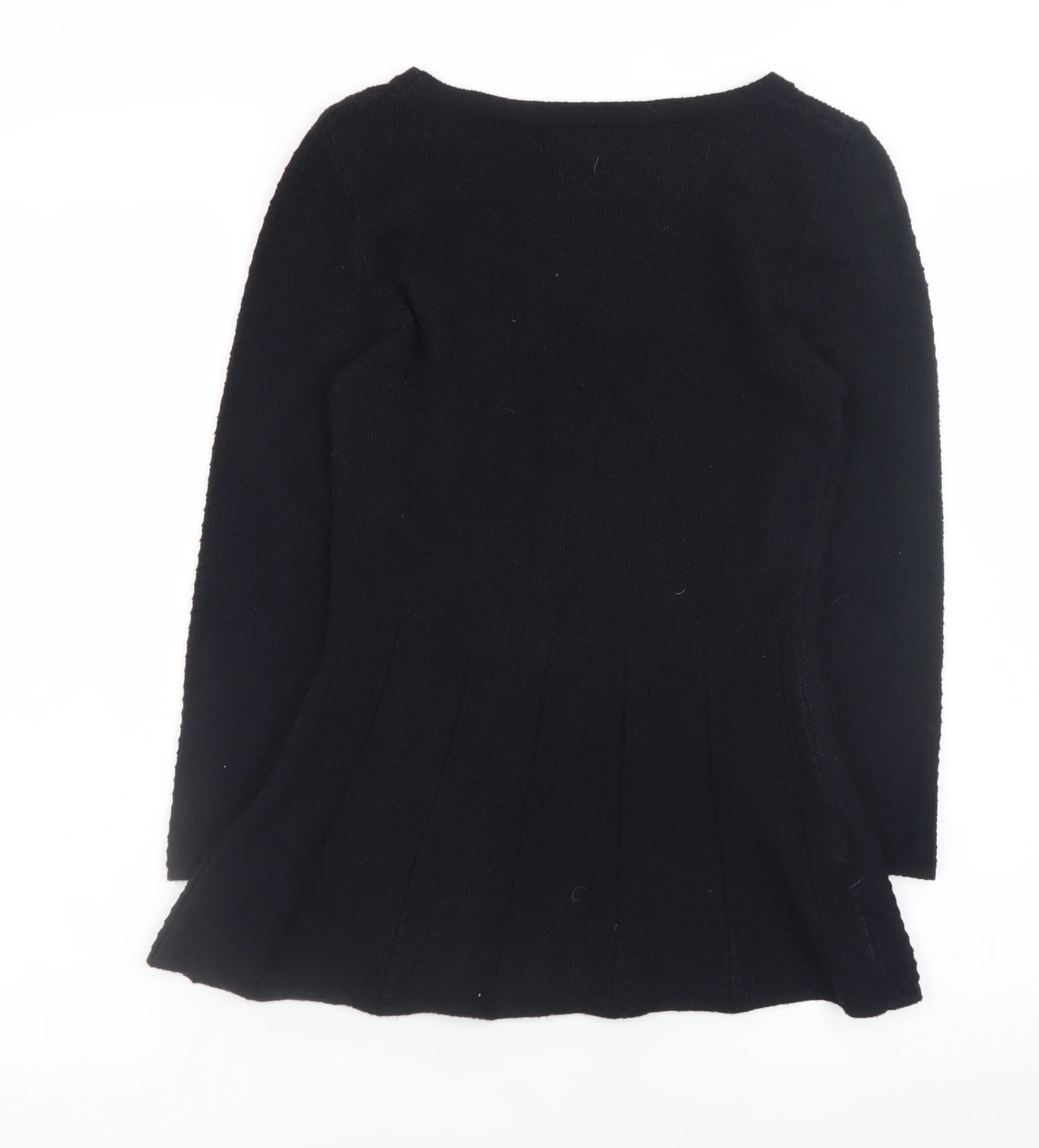 Next Women’s Black Knit Fit & Flare Dress Size 8 Long Sleeve - Image 3