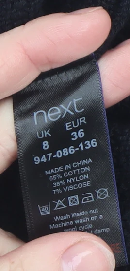 Next Women’s Black Knit Fit & Flare Dress Size 8 Long Sleeve - Image 4