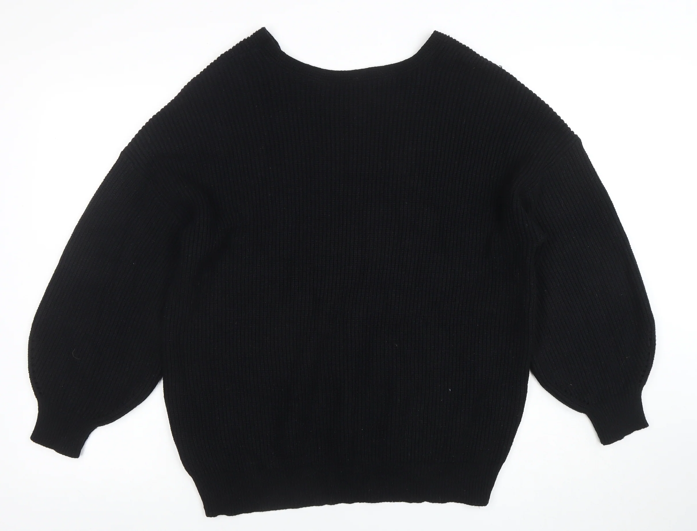 Next Women’s Black L Chunky Knit V-Neck Long Sleeve Jumper - Image 3