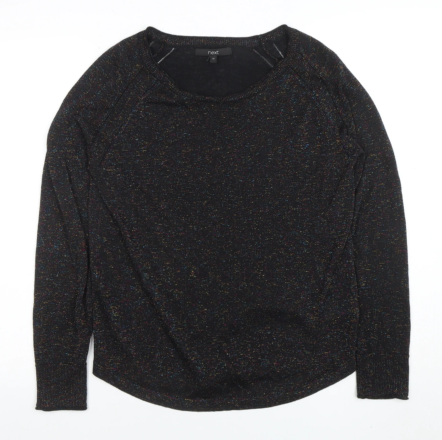 Next Women’s Black Metallic Knit Crew Neck Jumper Size 12