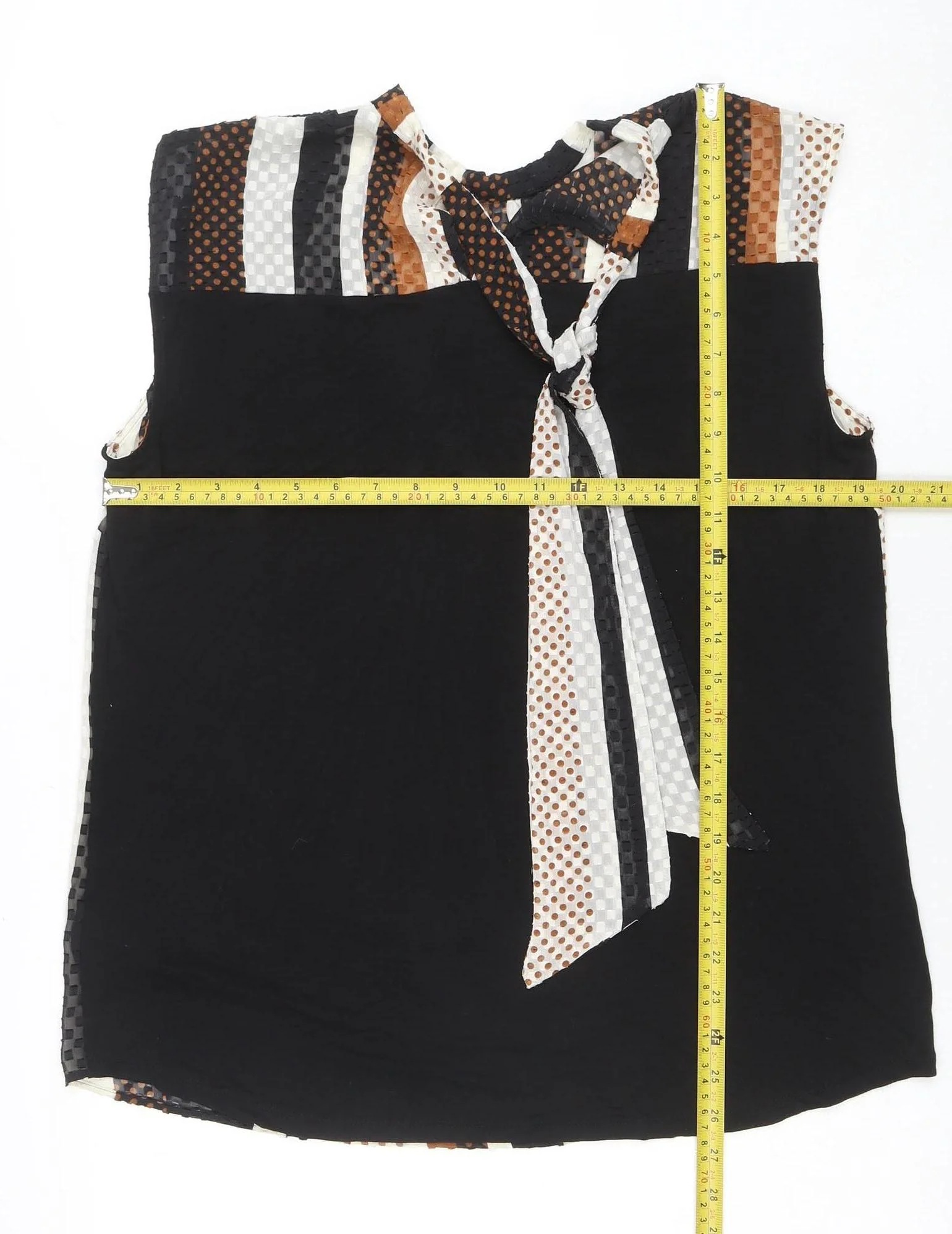 Next Women’s Black Striped Sleeveless Wrap Blouse Size 16 Plus - Image 2