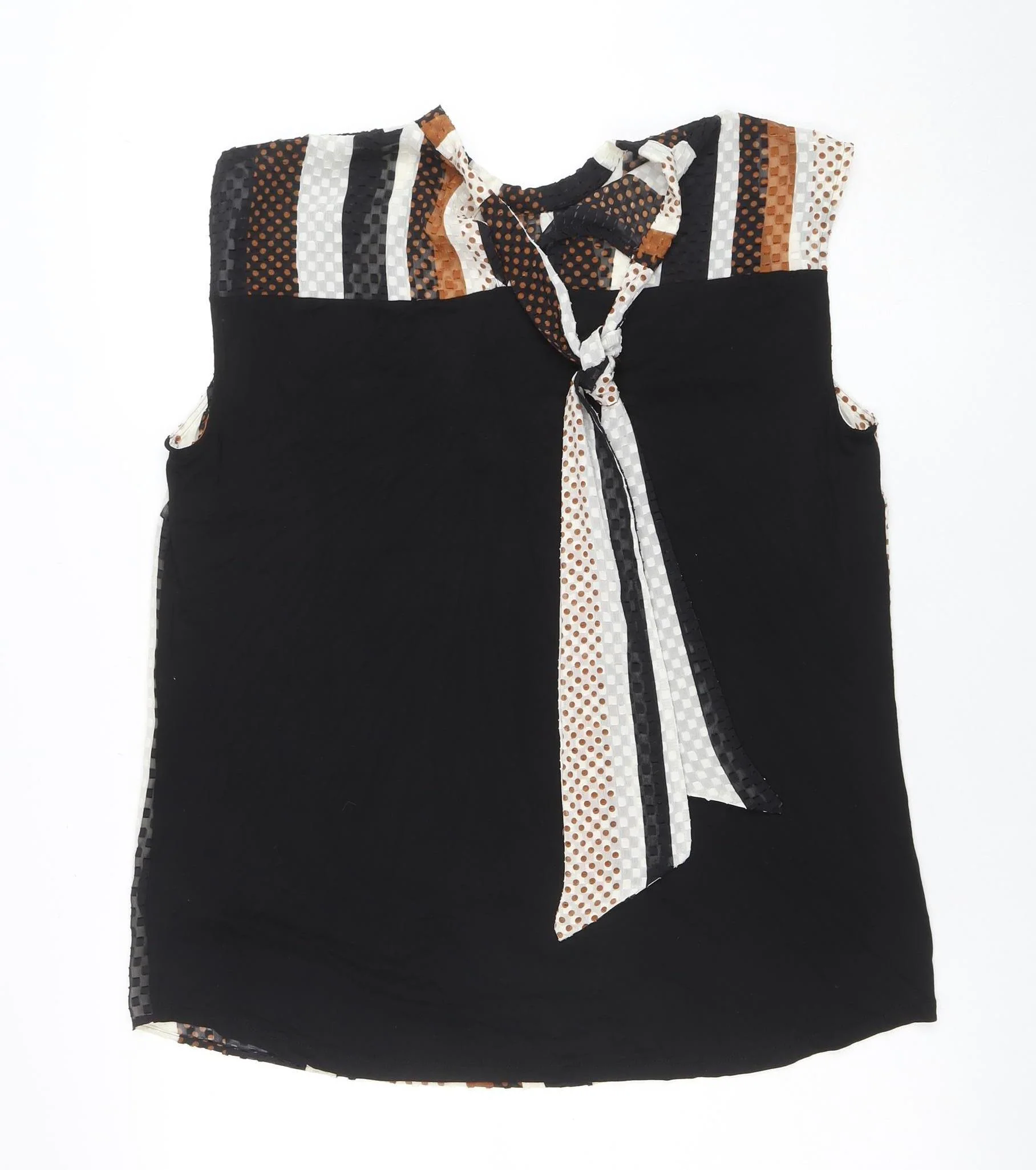 Next Women’s Black Striped Sleeveless Wrap Blouse Size 16 Plus - Image 3