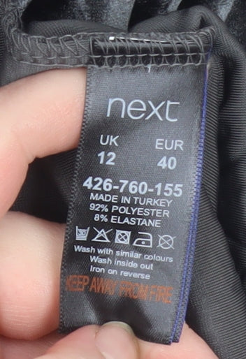 Next Women’s Black Velvet Bodycon Ruched Dress Size 12 - Image 4