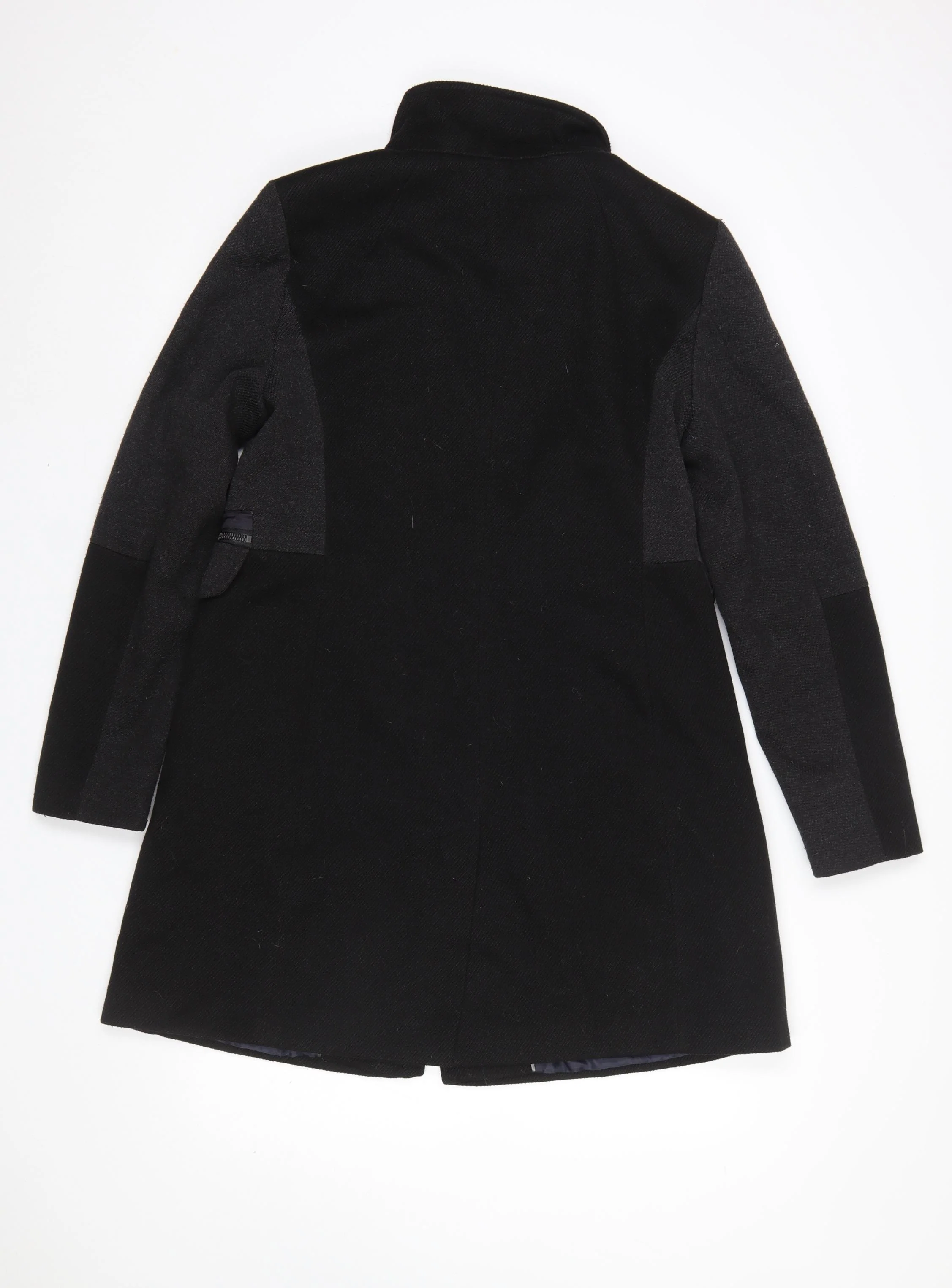 Next Women’s Black Wool Blend Overcoat Size 14 Buckle Collar Workwear - Image 3
