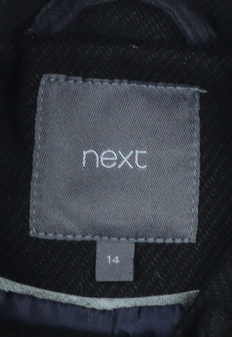 Next Women’s Black Wool Blend Overcoat Size 14 Buckle Collar Workwear - Image 4