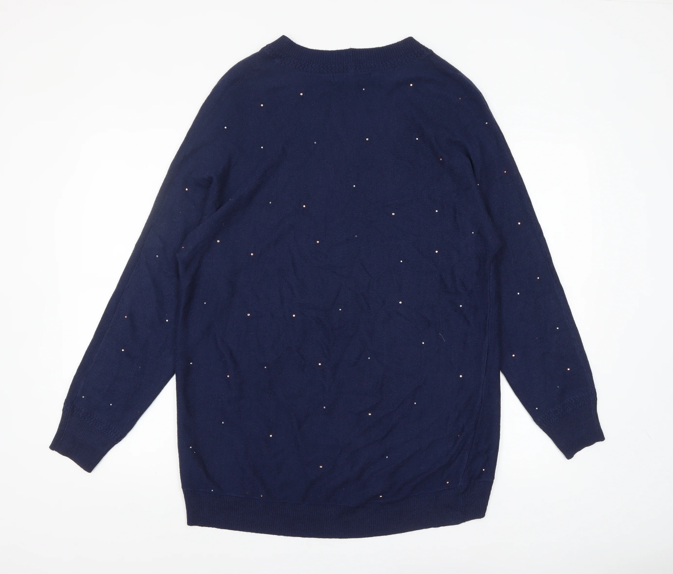 Next Women’s Blue Beaded Crew Neck Acrylic Jumper Size S - Image 3