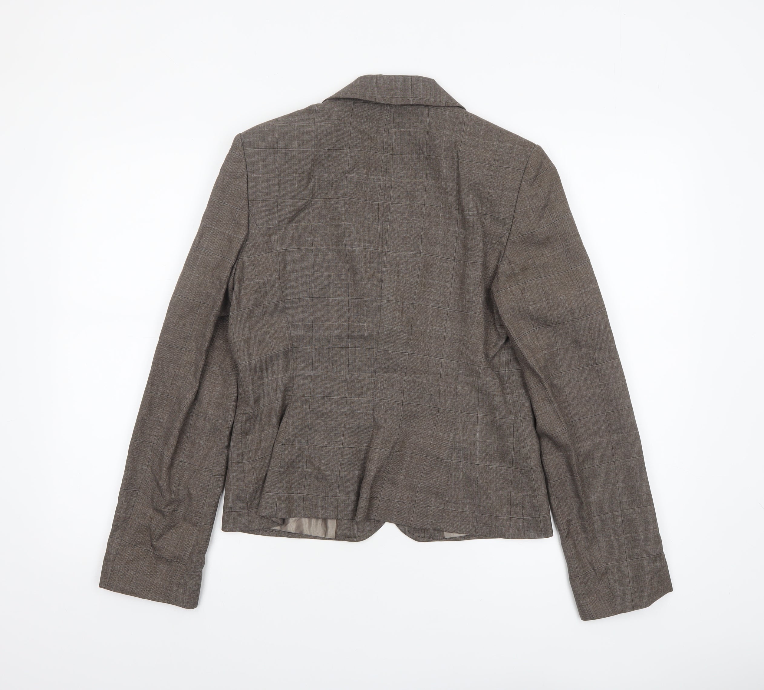 Next Women’s Brown Check Wool Blend Blazer Size 10 Regular Fit - Image 3