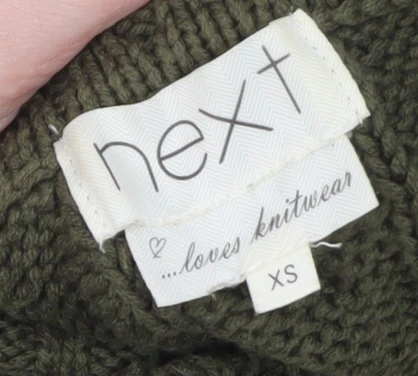 Next Women’s Green Cable Knit Roll Neck Cape XS - Image 4