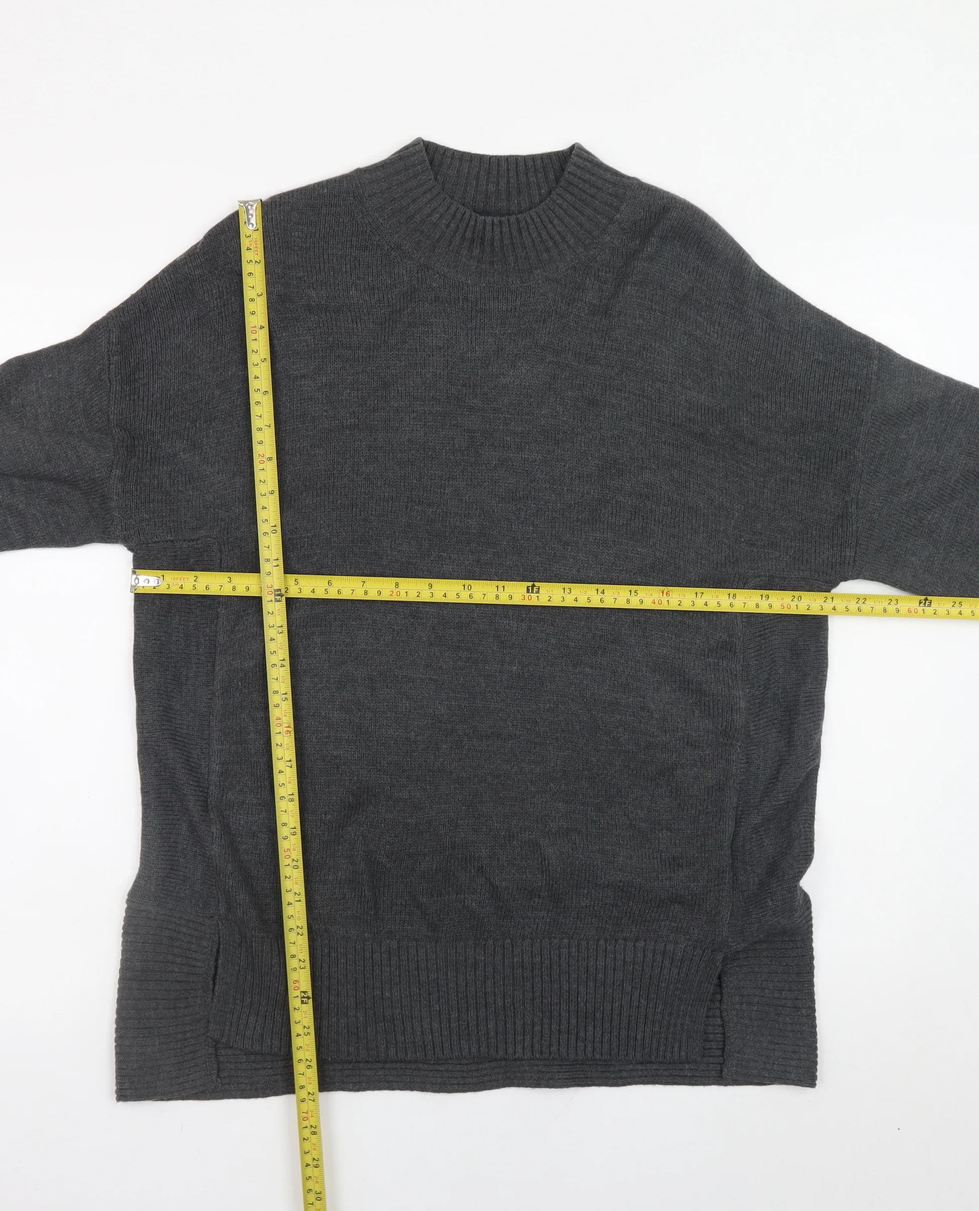 NEXT Women’s Grey Acrylic Mock Neck Long Sleeve Jumper Size 14 - Image 2
