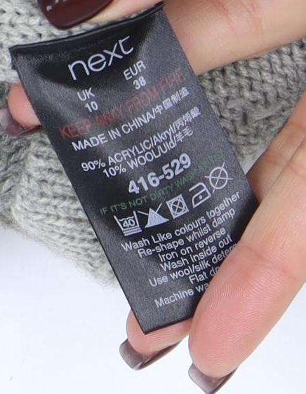 Next Women’s Grey Cable Knit Long Cardigan UK 10 Wool Blend - Image 4
