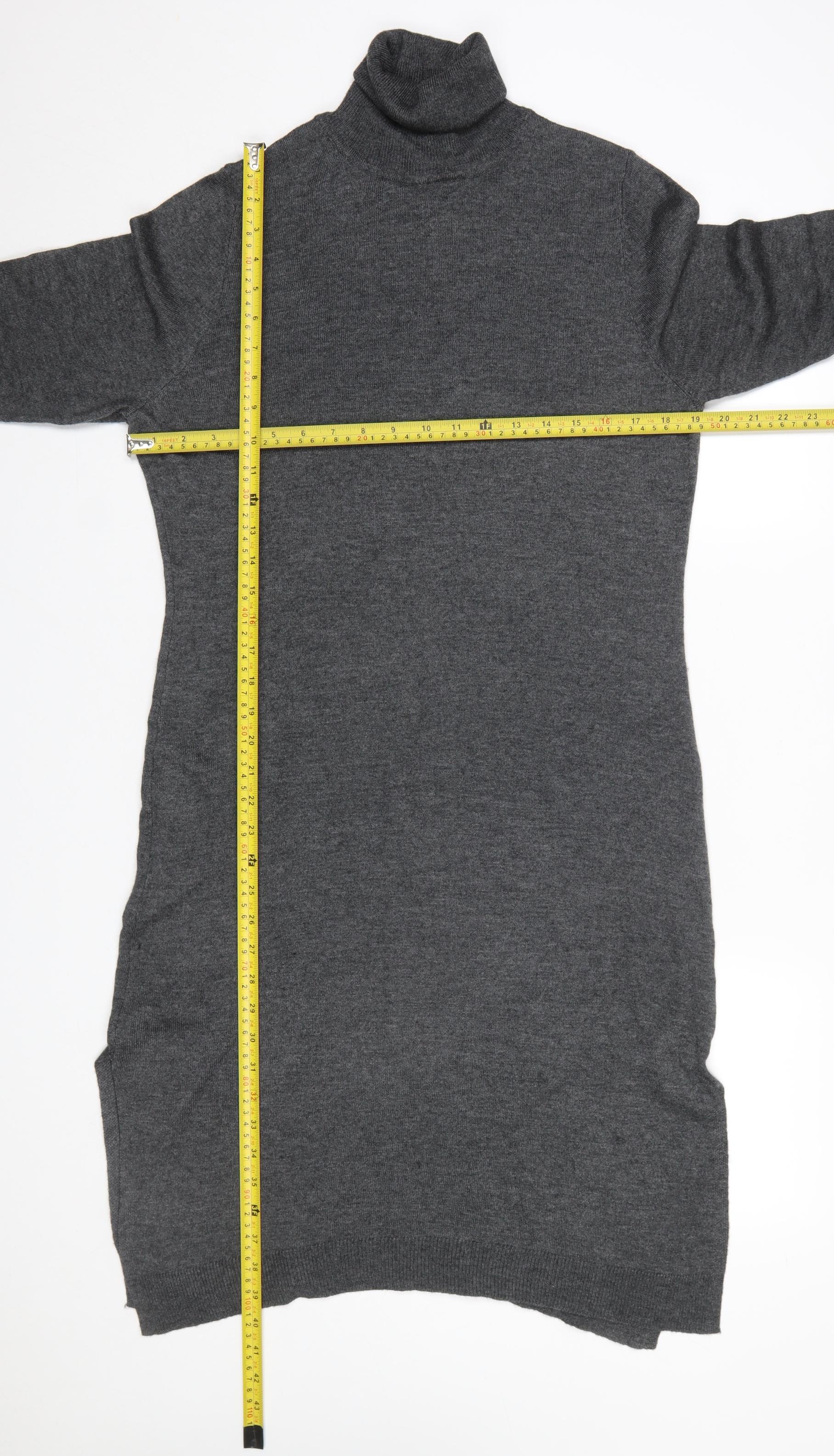 Next Women’s Grey Roll Neck Long Sleeve Knit Sweater Dress Size 12 - Image 2