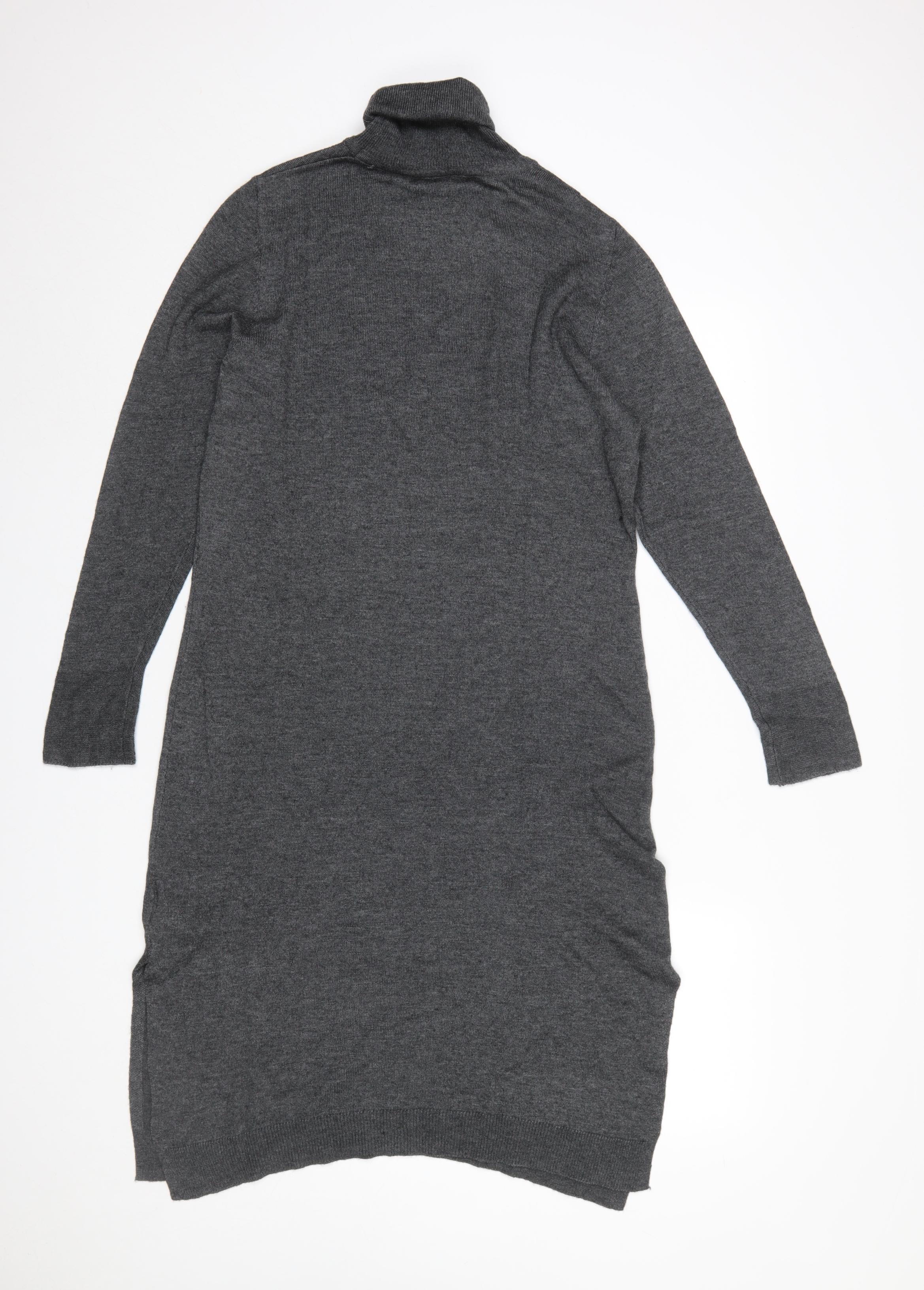 Next Women’s Grey Roll Neck Long Sleeve Knit Sweater Dress Size 12 - Image 3