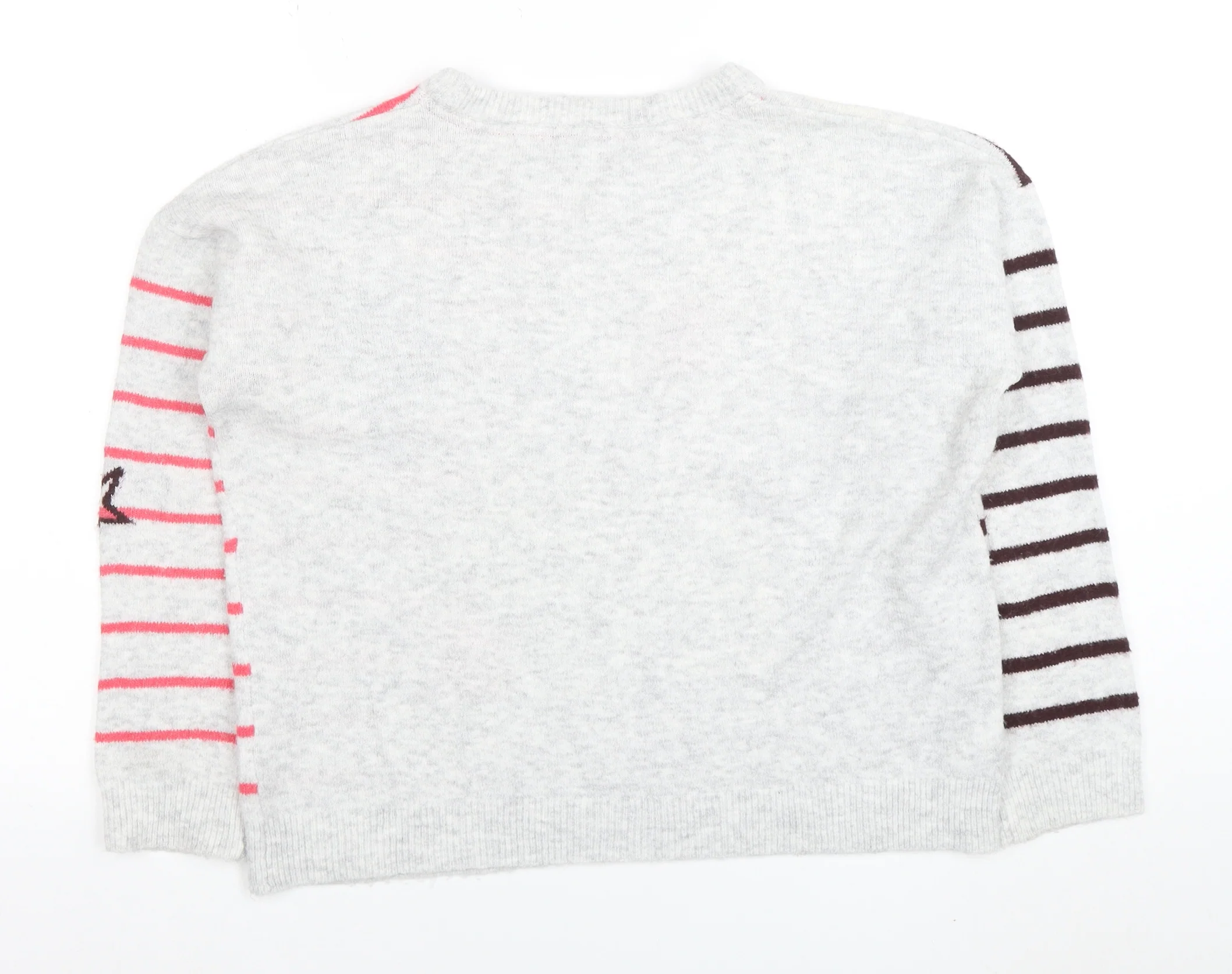 Next Women’s Grey Star Stripe Knit Jumper Size S Long Sleeve - Image 3