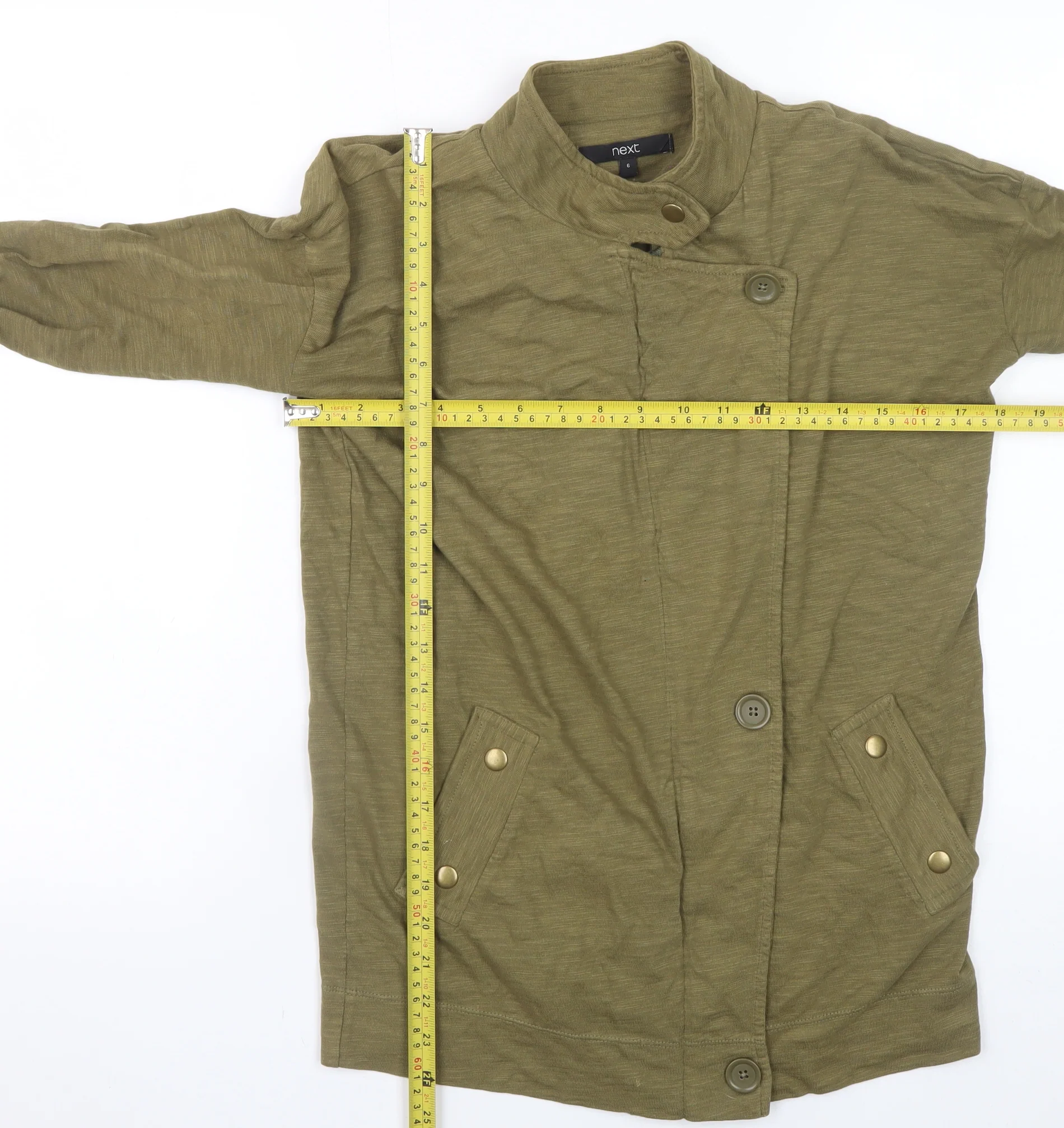 Next Women’s Khaki Green Cotton Mid-Length Jacket UK 6 - Image 2