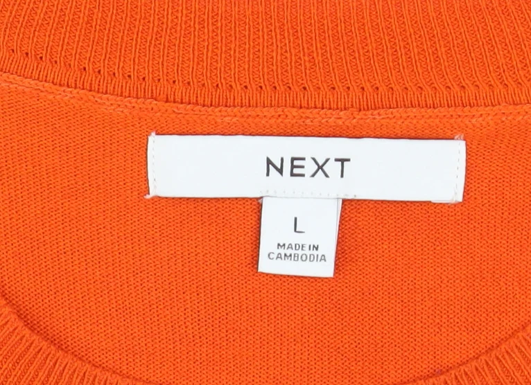 Next Women’s Orange Crew Neck Pullover Jumper L Long Sleeve Knit - Image 5