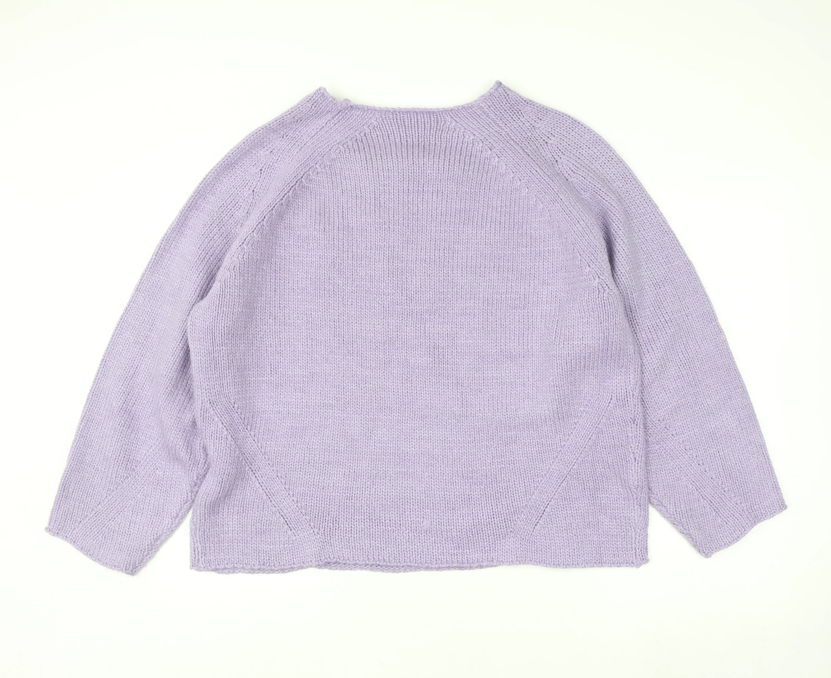 Next Women’s Purple L Knit Wool Blend Crew Neck Jumper L Long Sleeve - Image 3