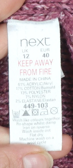 Next Women’s Purple Roll Neck Cable-Knit Jumper Size 12 - Image 4