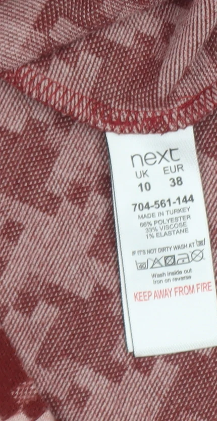 Next Women’s Red Geometric Mock Neck Tunic Top Size 10 - Image 4