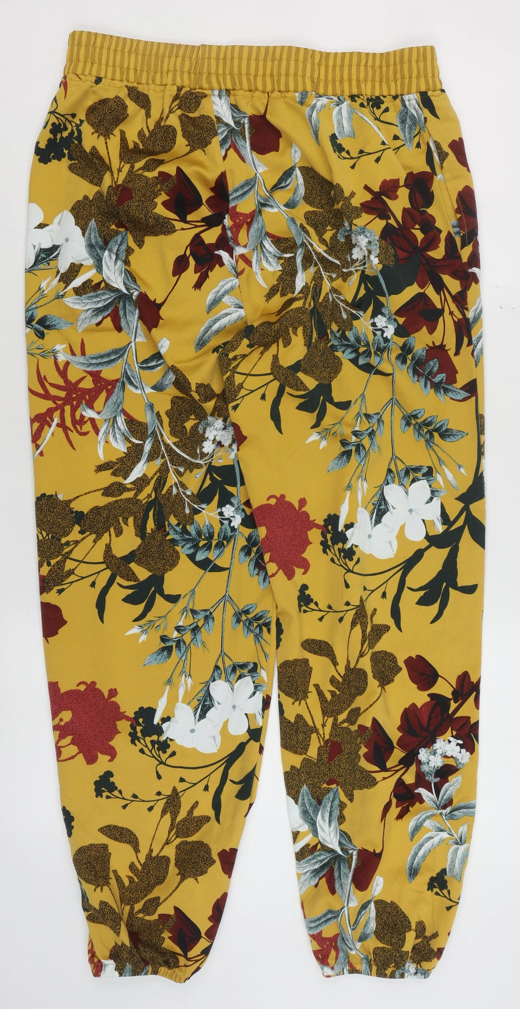 Next Women’s Yellow Floral Jogger Trousers Size 10 Polyester - Image 3