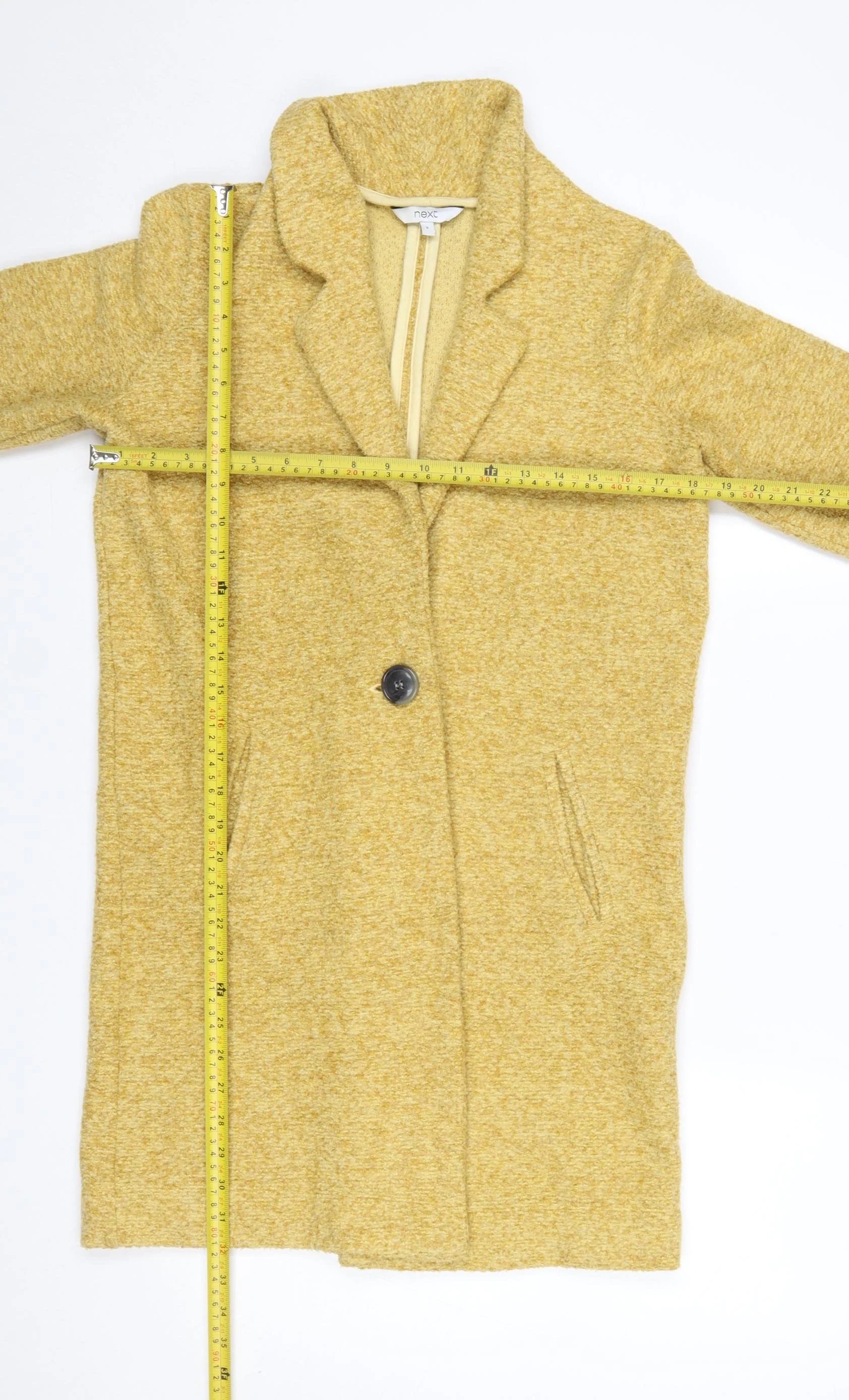 Next Women’s Yellow Mid-Length Polyester Overcoat Size 6 - Image 2