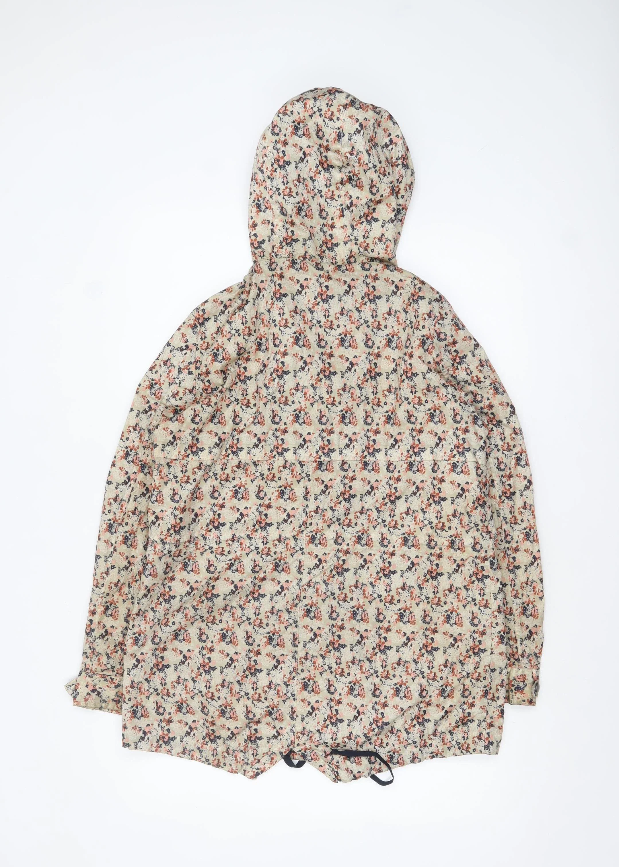Next Women's Beige Floral Hooded Rain Jacket Size 10 - Image 3